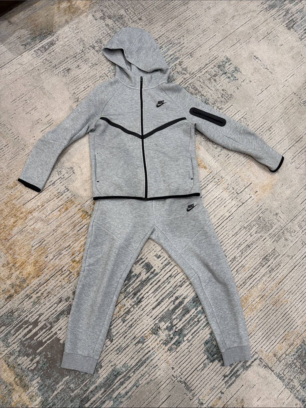 Nike Kids Light Gray Zip Jacket & Joggers Set with Black Trim
